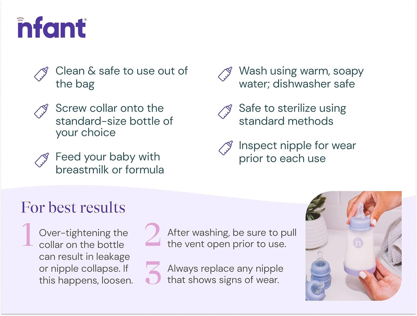 nfant | 2X Standard Flow Nipple, Blue (18ml/min), 4-Pack