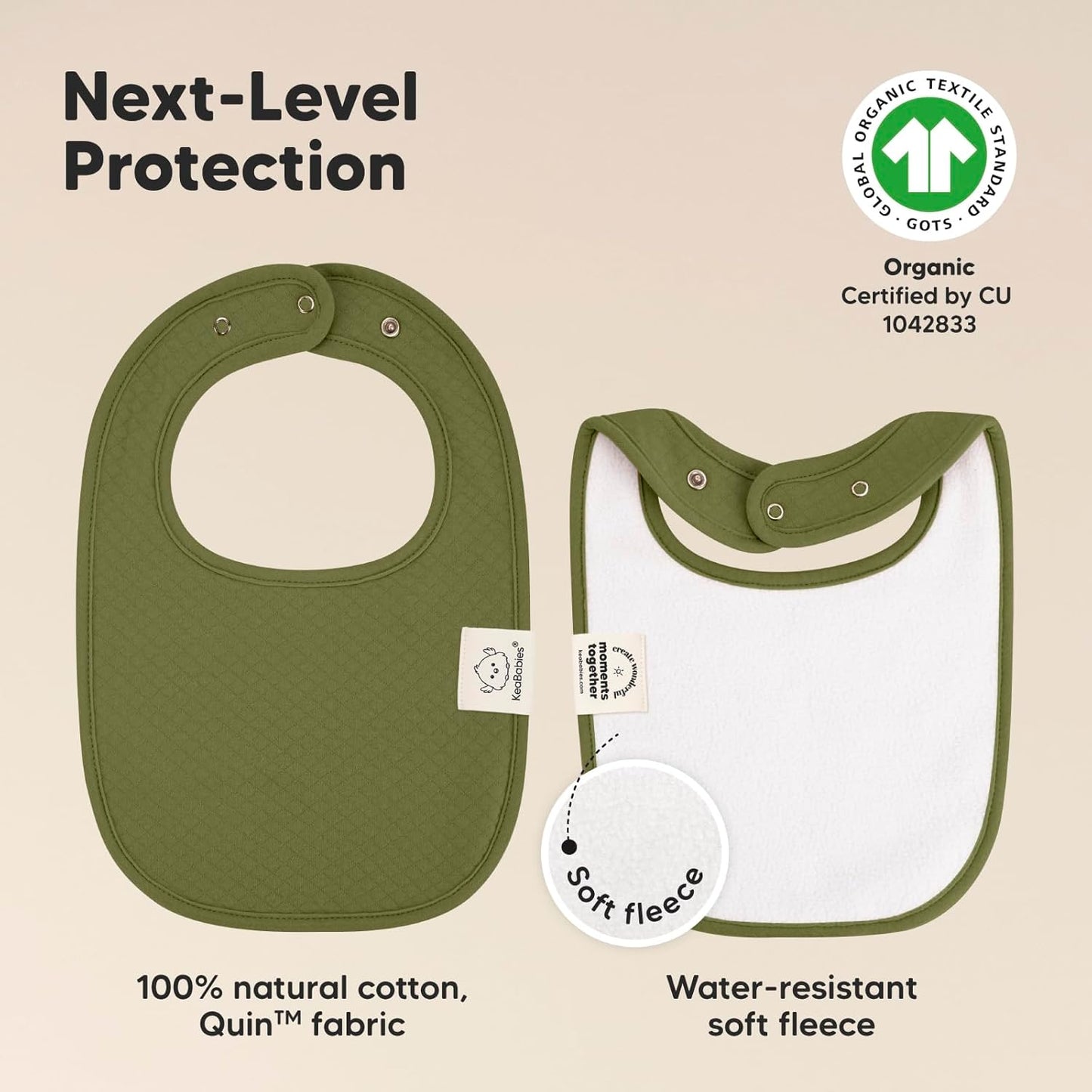 8-Pack Organic Baby Bibs for Girls, Boys - Quilted Cotton Cloth Baby Drool Bibs for Drooling and Teething Toddler, Newborn, Infant, Soft & Super Absorbent (Basics)