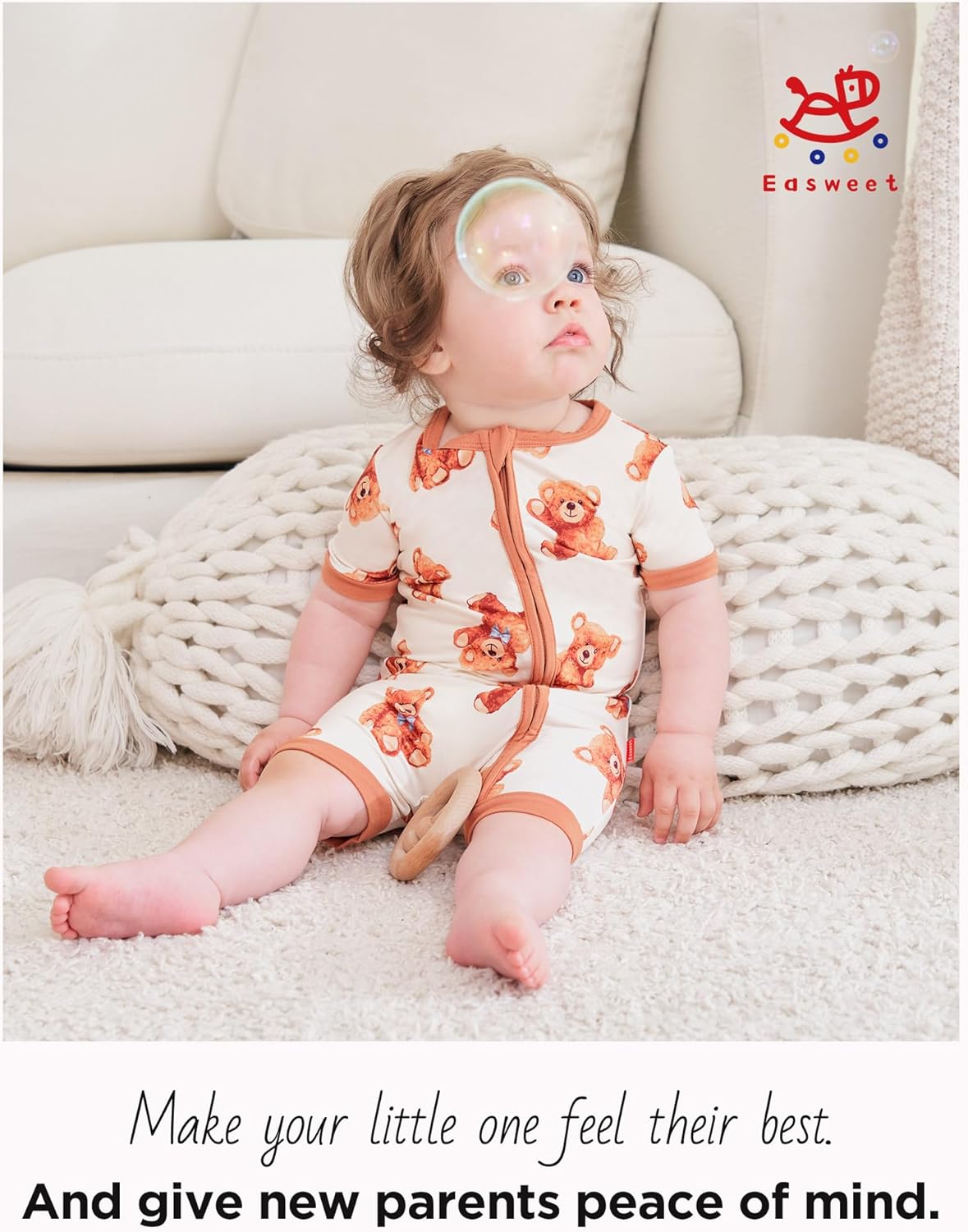 Baby Boys Bamboo Viscose Short Sleeve Romper Soft Comfy Infant Summer Jumpsuit