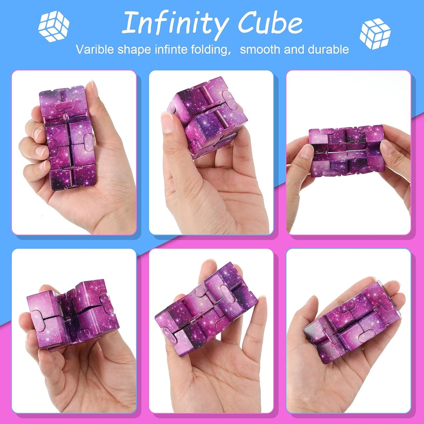Galaxy Infinity Space Astronaut Infinity Toy Stress and Anxiety Relief Cool Hand Mini Kill Time Cube Toys for ADHD Teens Adults, 5 Styles (Graceful Style, 20 Pieces)