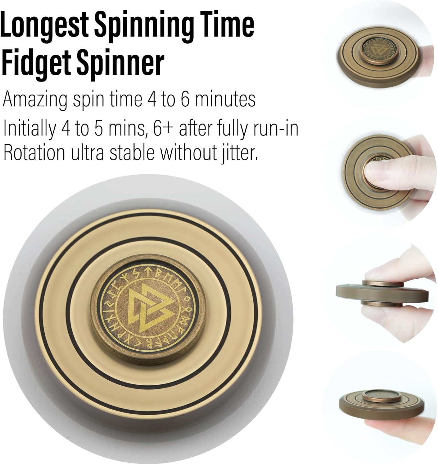 FREELOVE Metal Fidget Spinner, Viking Pirate Haptic Gyro, Heavy Copper Hand Spinning, Small Round Gear Fidget Block, Premium Steel Bearing Silent Long Spinning for Adults Anxiety Cool