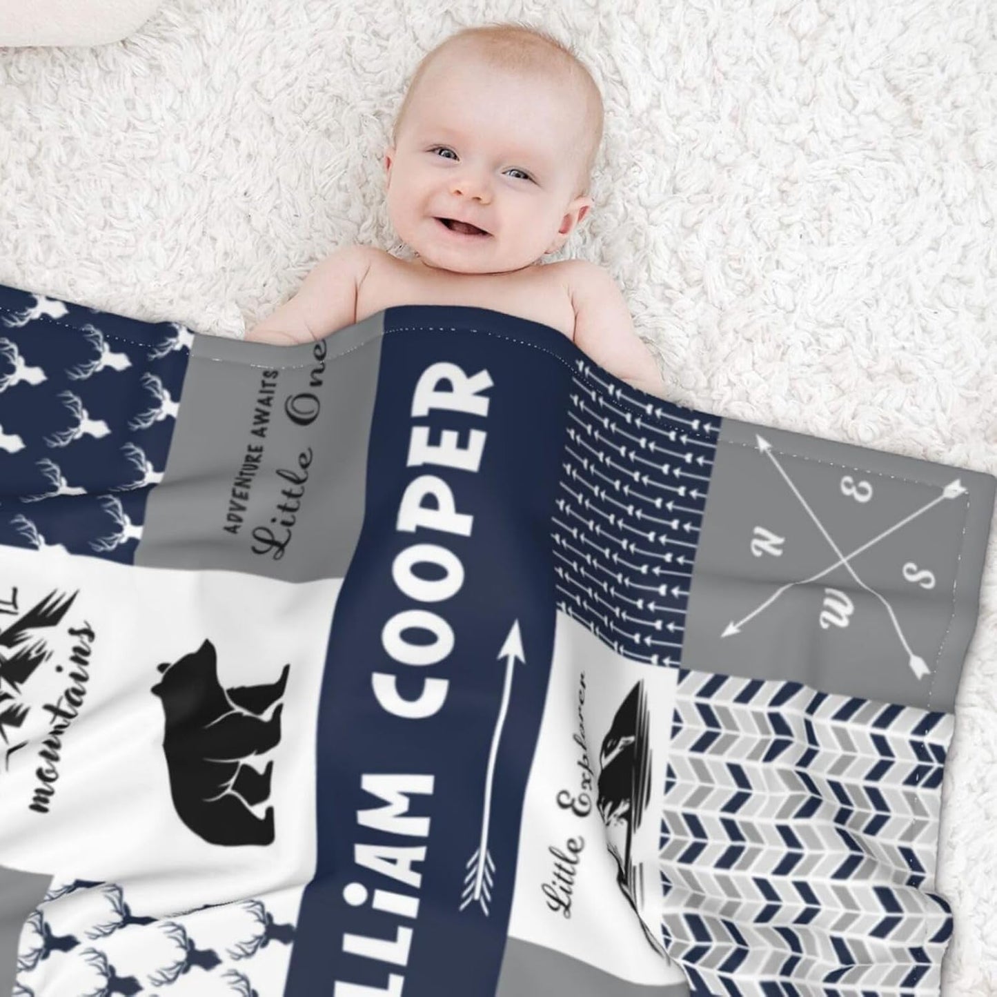 Personalized Baby Blankets for Boys Girls Custom Baby Blanket with Name for Toddlers Kids Fleece Bed Throw Blanket Swaddle for Newborn Customized Baby Gifts for Birthday Baby Shower Nursery Blanket