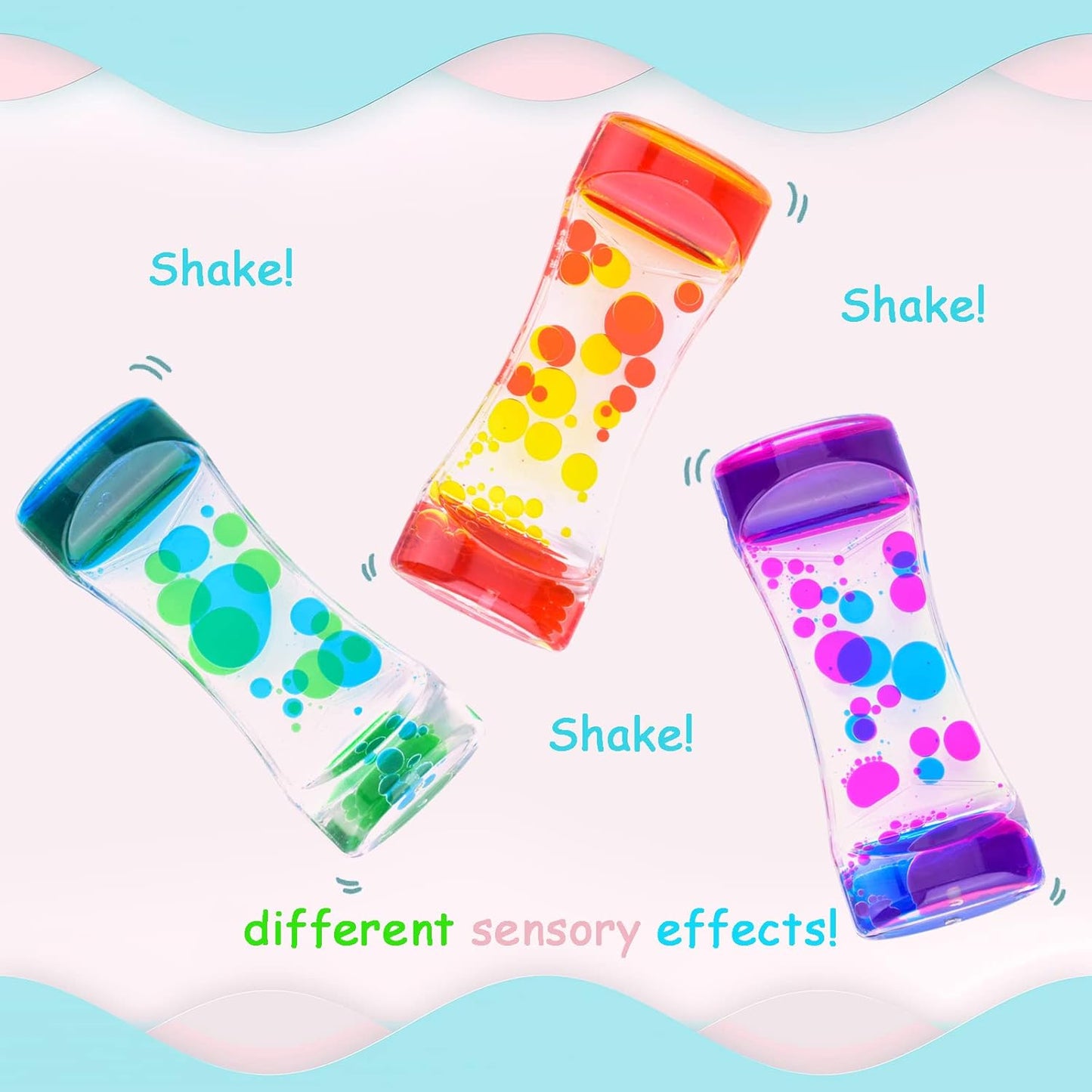 Liquid Motion Bubbler for Kids and Adults,3 Pack Water Timer Fidget Toy,Relaxing Oil Desk Décor,ADHD Autism Anxiety Stress Management Sensory Play Hourglass,Christmas Stocking Filler Gift
