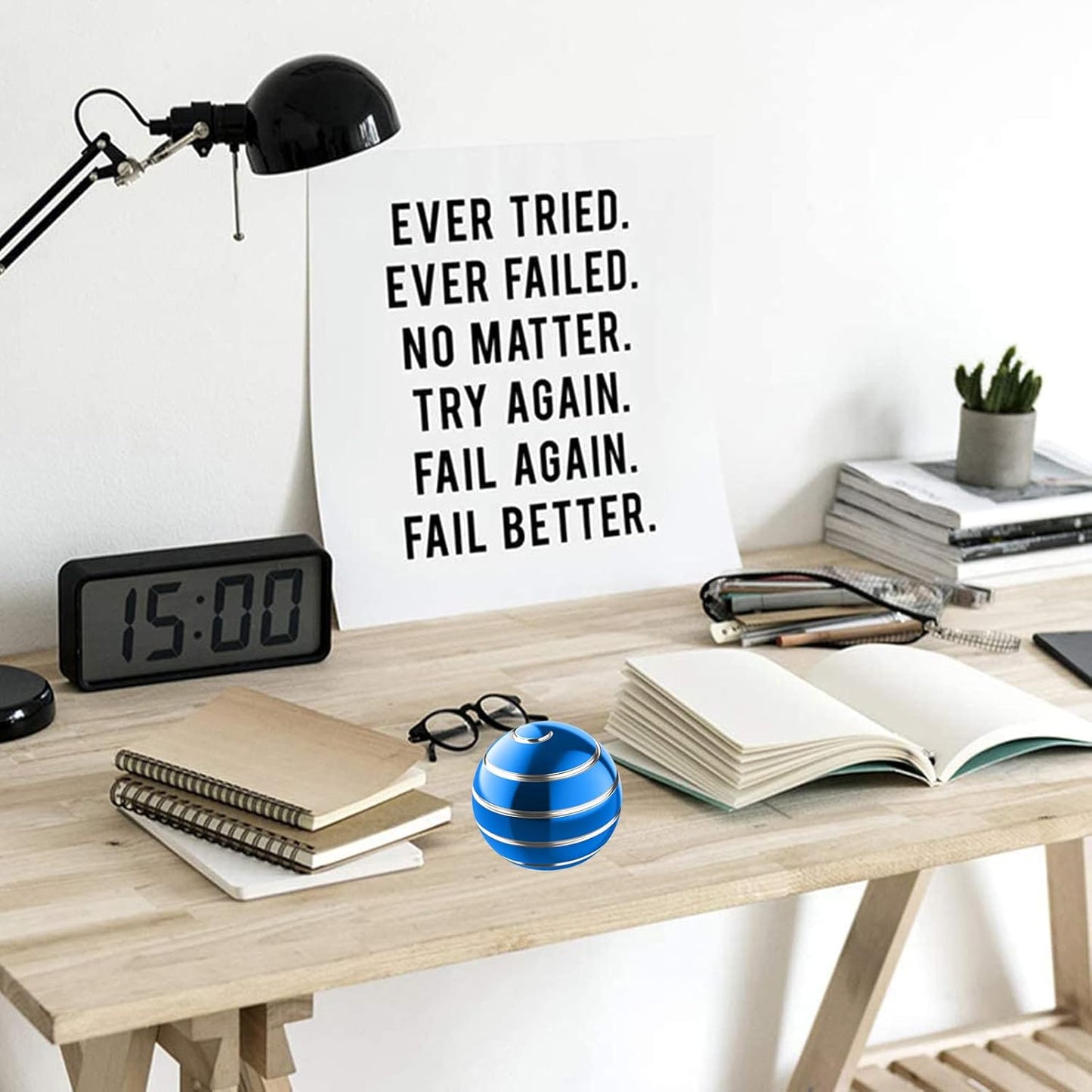 Kinetic Desk Toy Ball, 1.54'' Kinetic Desktop Spinning Toys, Optical Illusion Fidget Toys Gadgets for Christmas Birthday (39MM, Blue-A)