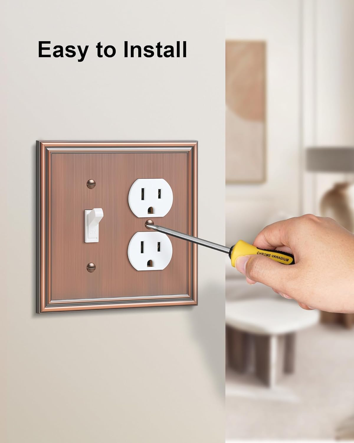 2-Pack Combo Toggle/Duplex Light Switch Cover Plate, Antique Copper Wall Outlet Cover Plate, Decorative Wall Receptacle Cover for Electrical Outlets, Light Switch, Durable Solid Zinc Alloy