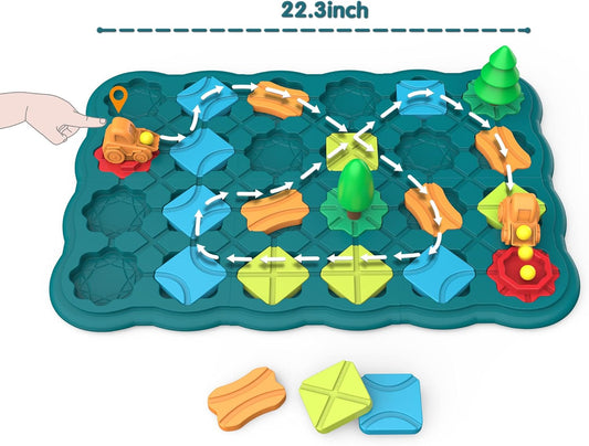 Kids Toys STEM Board Games - Logic Road Builder Brain Teasers Puzzles for 3 to 4 5 6 7 Year Old Boys Girls, Educational Montessori Birthday Gifts for Ages 4-8 Preschool Classroom Learning