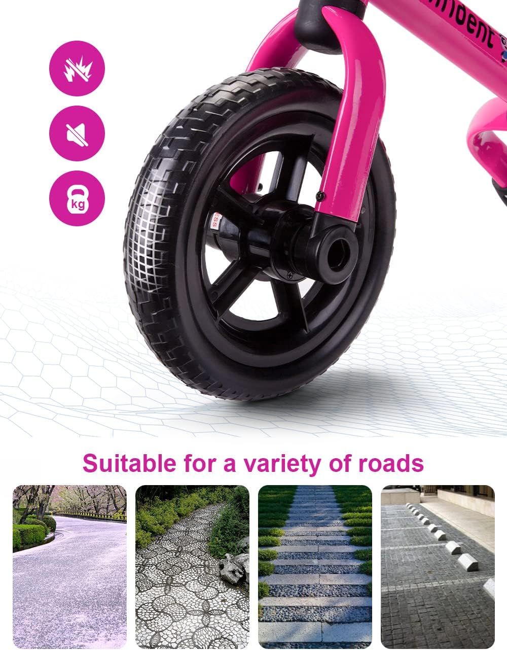 Ancaixin 3 in 1 Toddler Tricycles for 2-5 Years Old Girls and Boys with Adjustable Seat Detachable Pedal and Bell | Foldable Baby Balance Bike Riding Toys | Kids Birthday Christmas New Year Gift Pink