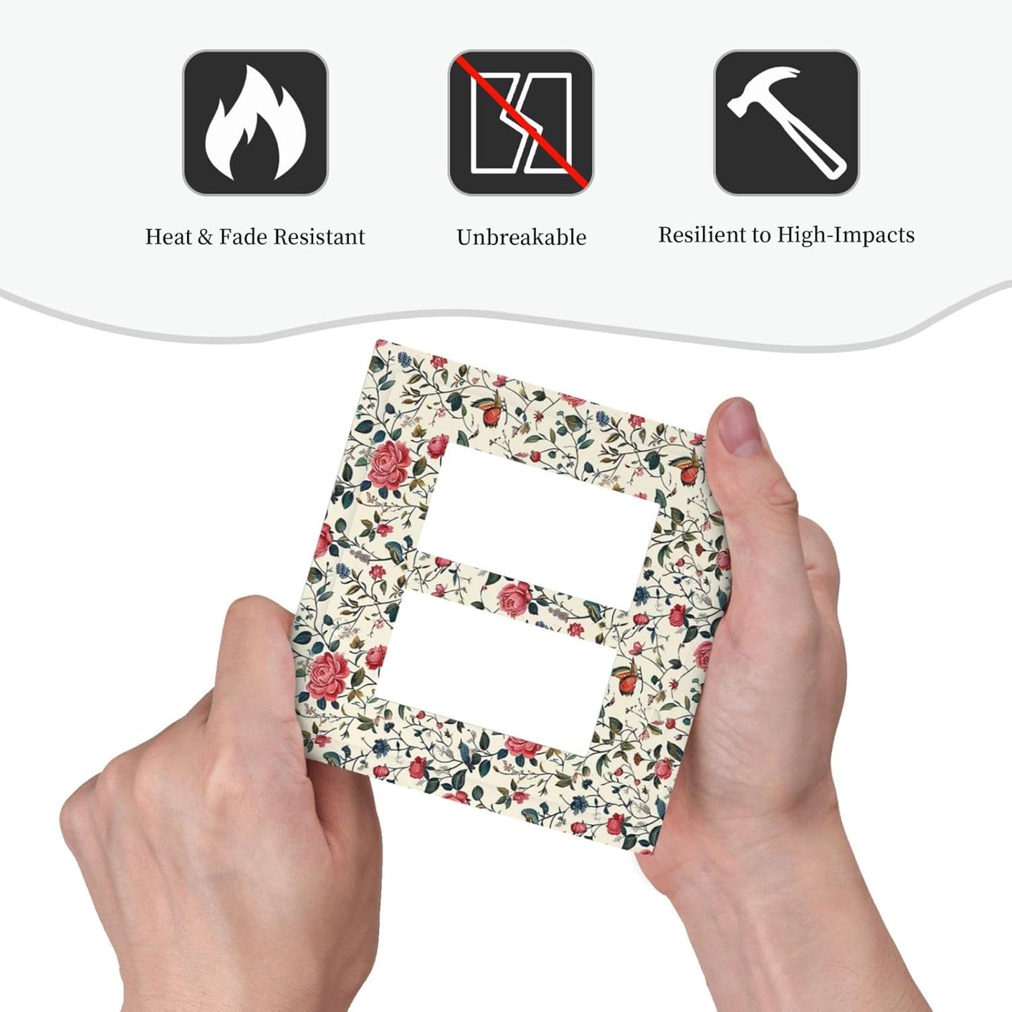 Decorative Outlet Covers Vintage Flowers Rose Leaf Bird Butterfly 2 Gang Double GFCI Rocker Electrical Wall Panels Light Switch Cover Plate for Bedroom living Room Decor