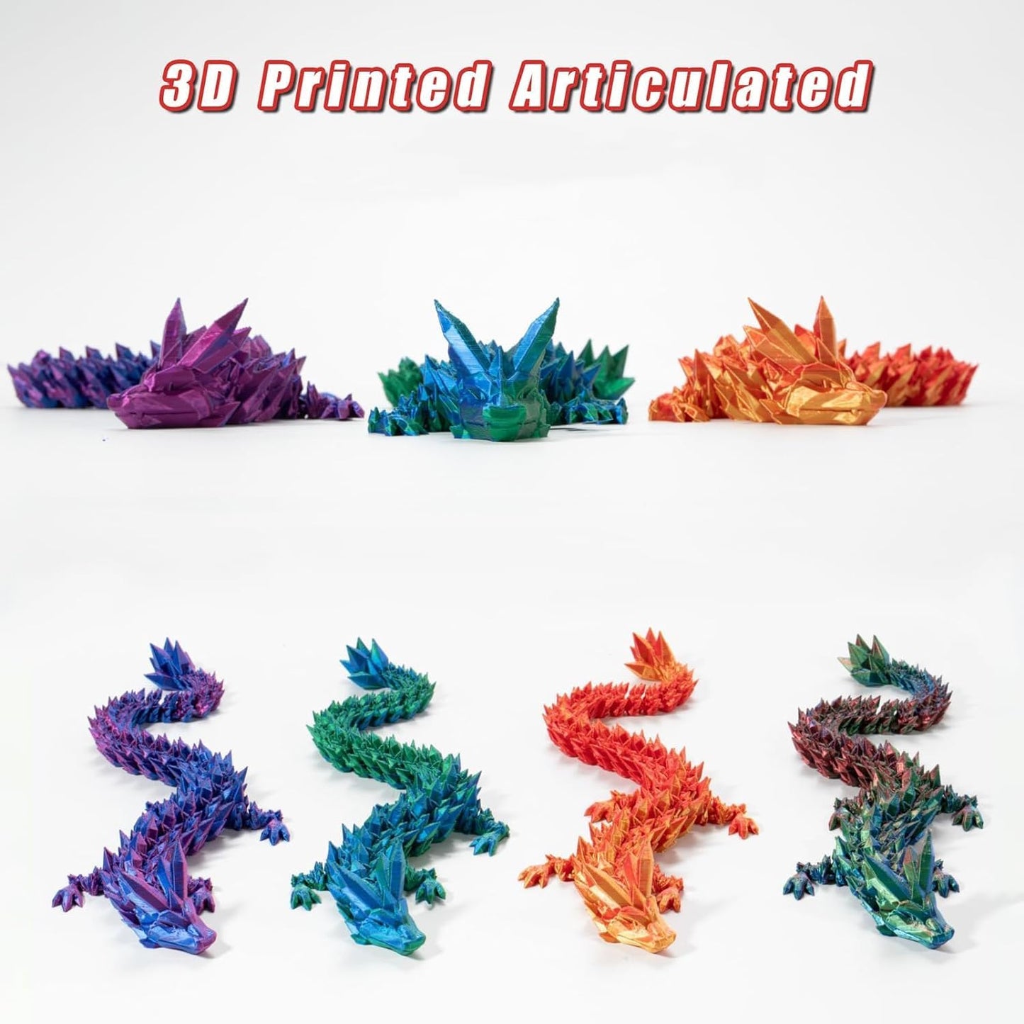 3D Printed Dragon in Egg, Full Articulated Dragon Crystal Dragon with Dragon Egg， Home Office Decor Executive Desk Toys, Adults Fidget Toys for Autism ADHD，3D Printed Gift