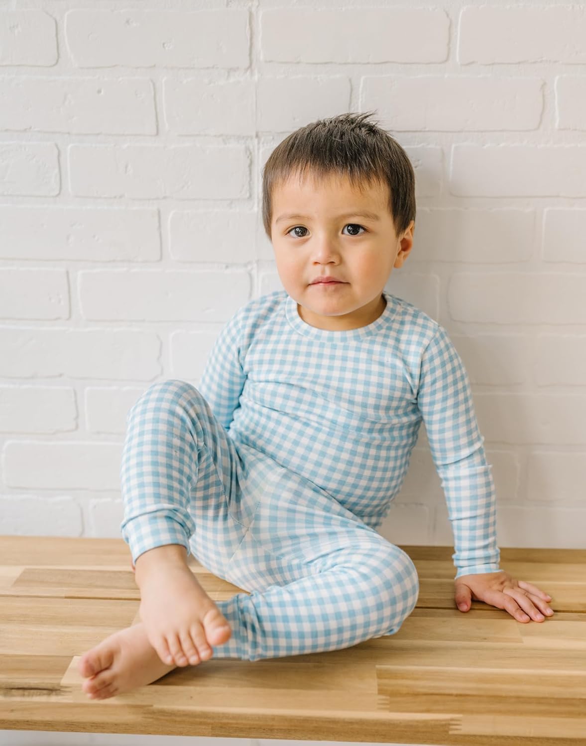 moimoln Plaid Check Soft Cotton Modal 6M-8Y Baby Toddler Long-Sleeve Snug-Fit Pajama Sleepwear Daily
