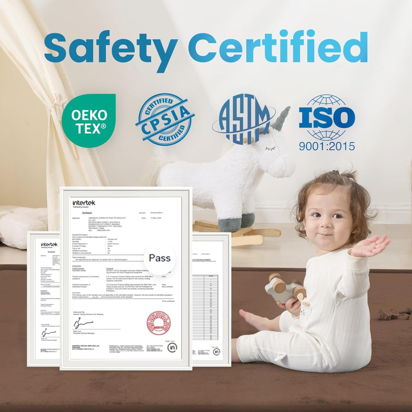 Ultra Soft Baby Play Mat,79"×79" Extra Large Activity Tummy Time Mat for Toddlers,Infants,Kids,1.3" Thick Elasti-Foam Nursery Rug for Floor,Non-Slip Safe for Crawling,Water-Repellent(Chocolate Brown)