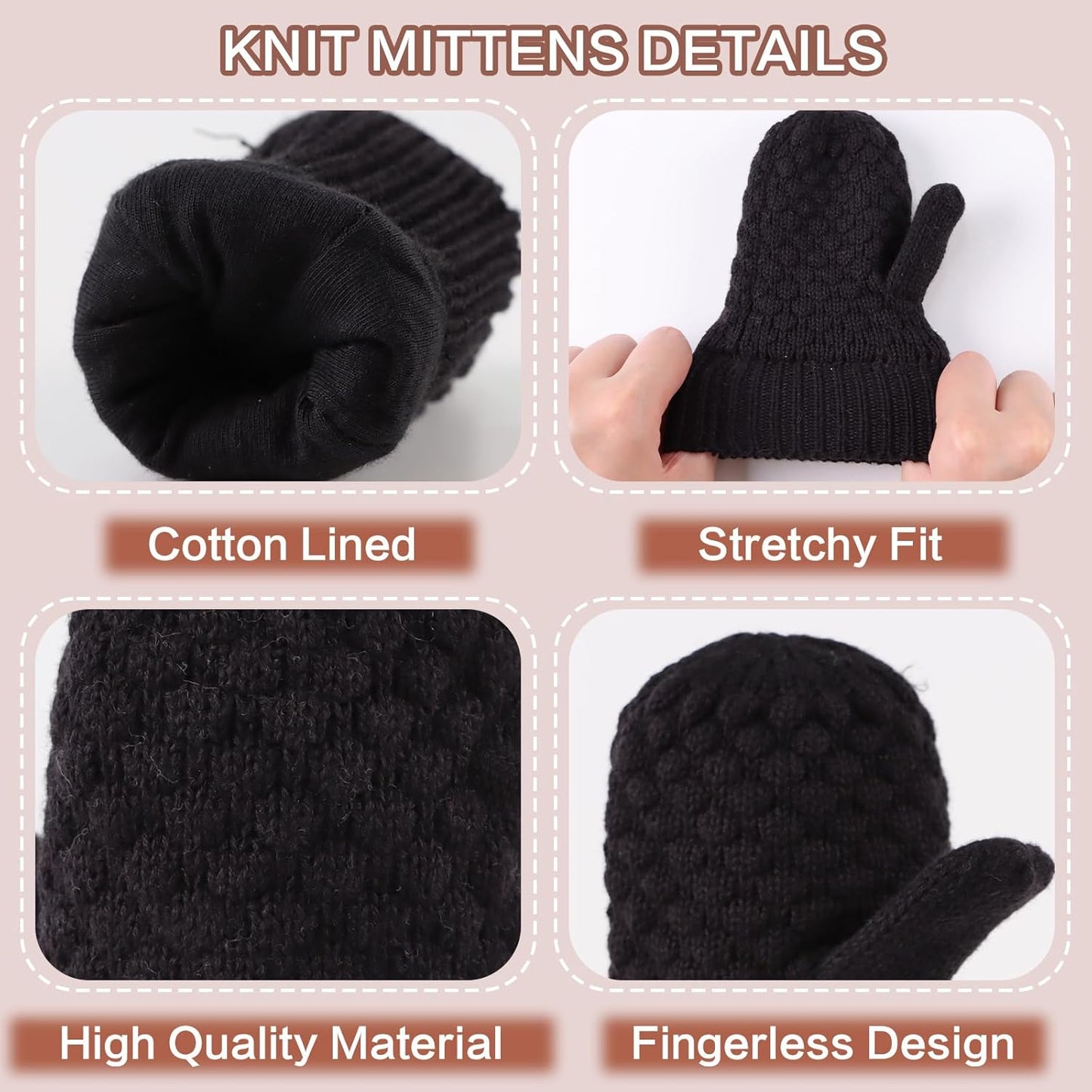 Baby Knit Mittens Toddler Boys Girls Gloves Winter Infant Newborn No Scratch Mitten 0-3 Years