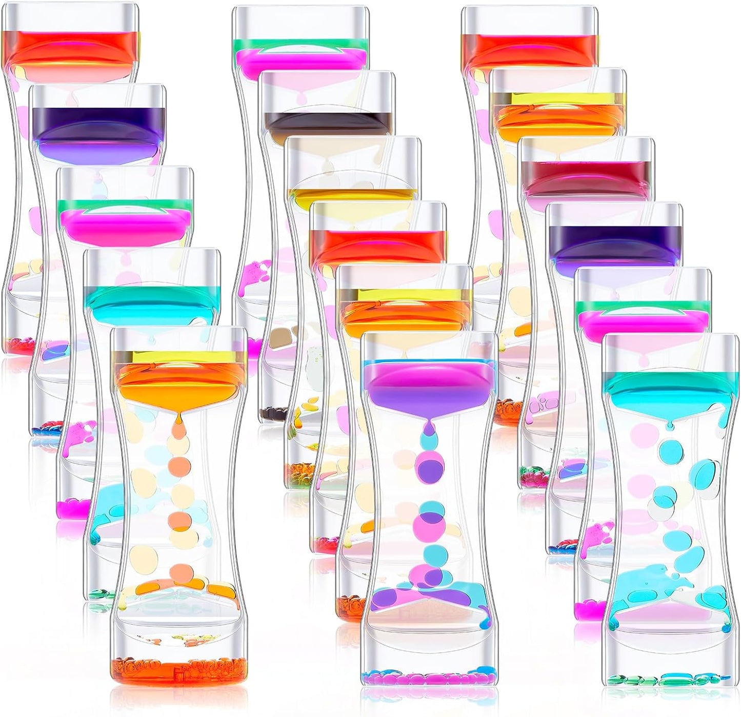 18 Pcs Liquid Motion Bubbler Timer Sensory Toys Colorful Hourglass Desktop Fidget Calming Toys for Autistic Children Stocking Stuffers for Kids