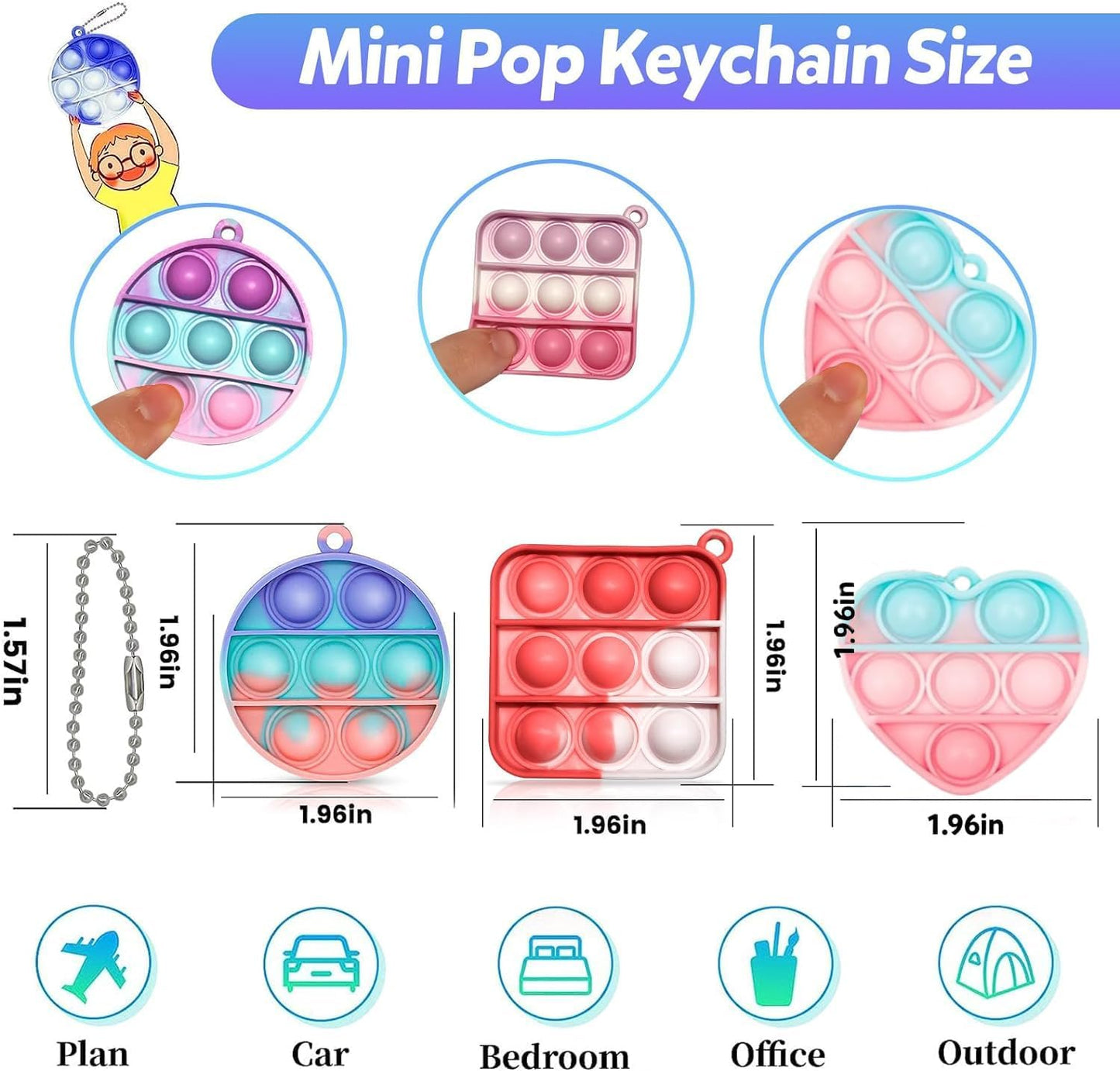 150pcs 2in Random Pop Bubble Fidget Sensory Toys, Pop Toy Bulk for Party Favor, Classroom Student Prizes Easter Basket Goodie Bag Stuffers Christmas Valentine Gift for Kid