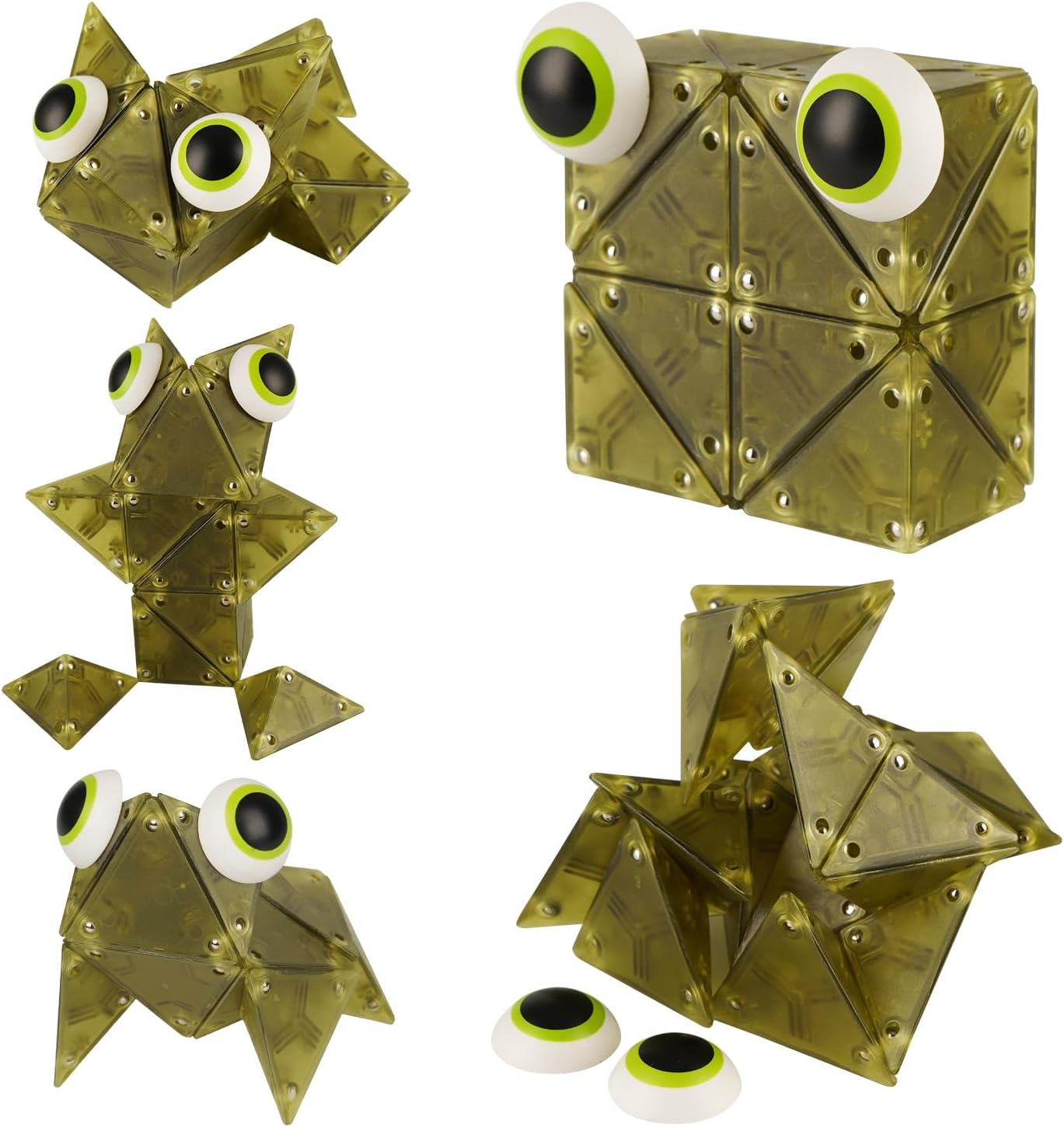 Magnetic Fidget Toys Desk Decor for Stress Relief, 22 Pcs Triangle Puzzle Magnet Fidget Balls Building Blocks for Teens & Adults, Girls, Boys (Yellow)