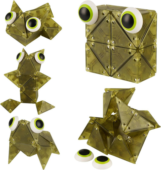 Magnetic Fidget Toys Desk Decor for Stress Relief, 22 Pcs Triangle Puzzle Magnet Fidget Balls Building Blocks for Teens & Adults, Girls, Boys (Yellow)