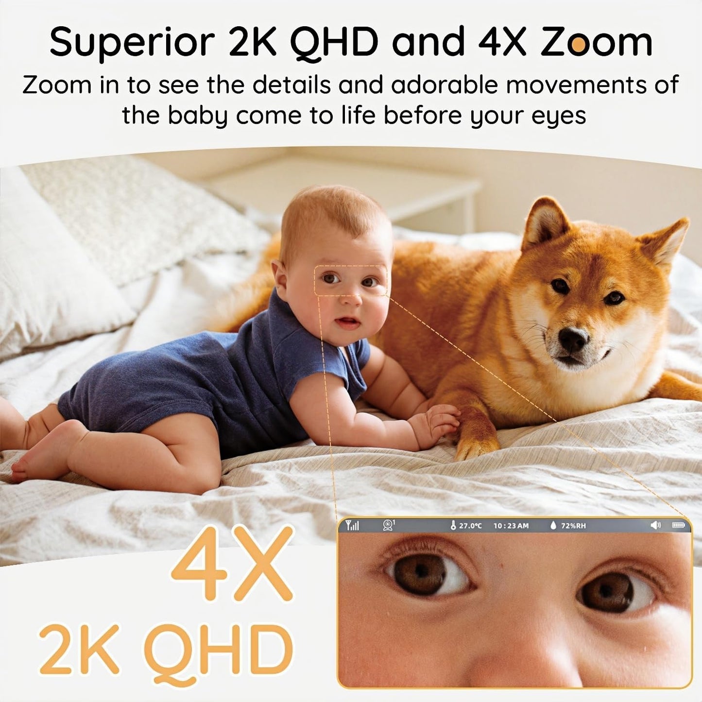 BOIFUN 2K HD 5-Inch Split-Screen, Smart WiFi Baby Monitor with Camera and Audio, Smartphone APP, AI Motion & Cry Detection, Night Vision, 360° Auto Tracking,Humidity &Temperature Detection,2-Way Talk