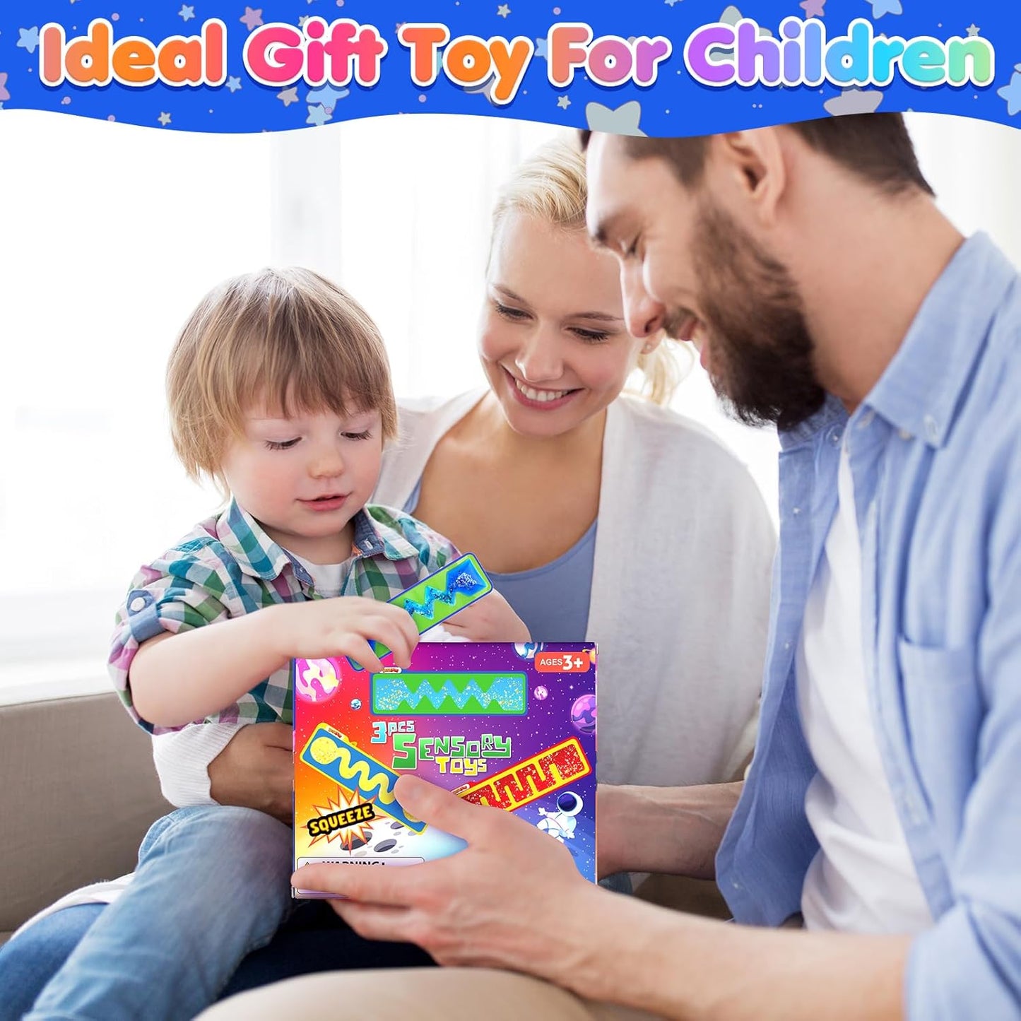 Autism Sensory Toys for Kids - 3 Pack Fidget Toy Sensory Tube Filled with Colorful Goo, Glitter, Autism Sensory Items for Kids Children Teens - Classroom Prizes, Goodie Bag Stuffers