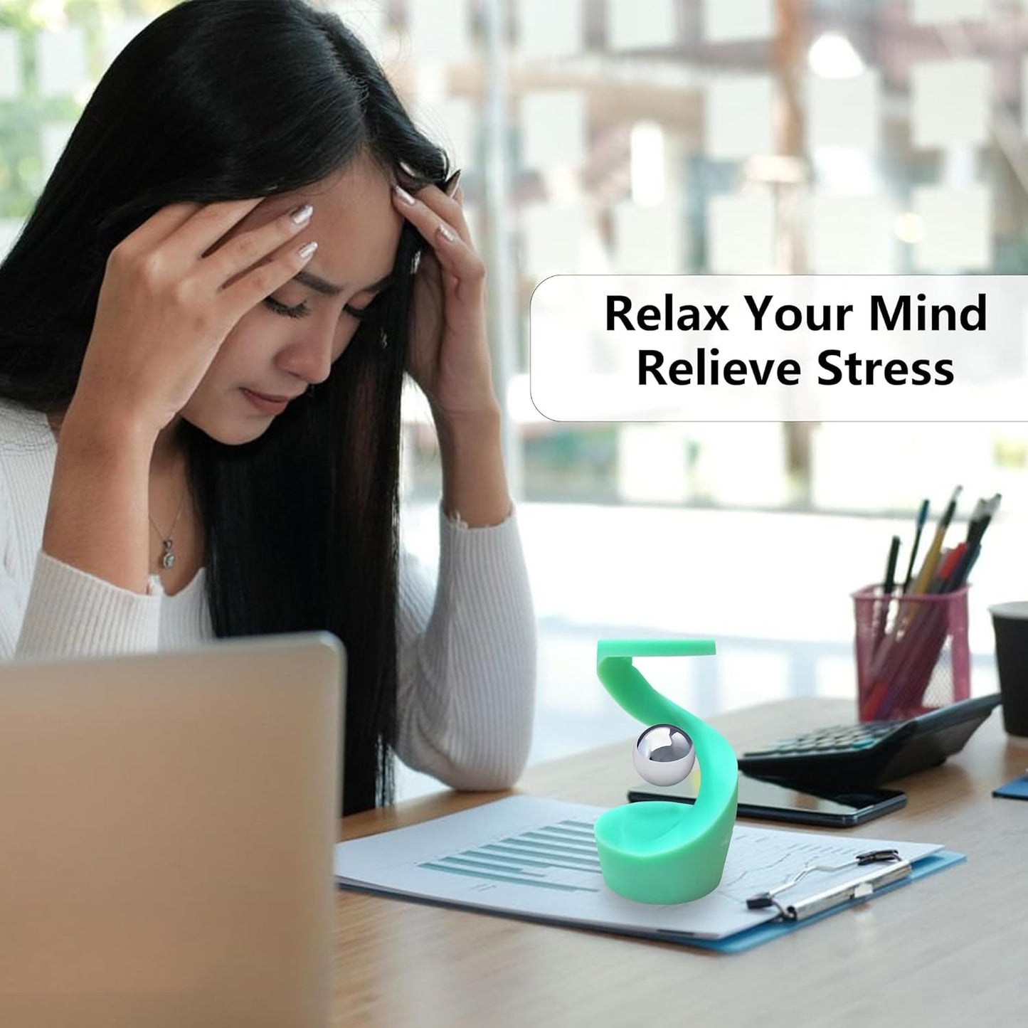 Kinetic Spinning Desk Toys,Rotating Left and Right,with a Unique Visual Illusion,Keep Focus,Relieve Stress,Executive Desk Toy Gifts for Adult Teen Children-Blue