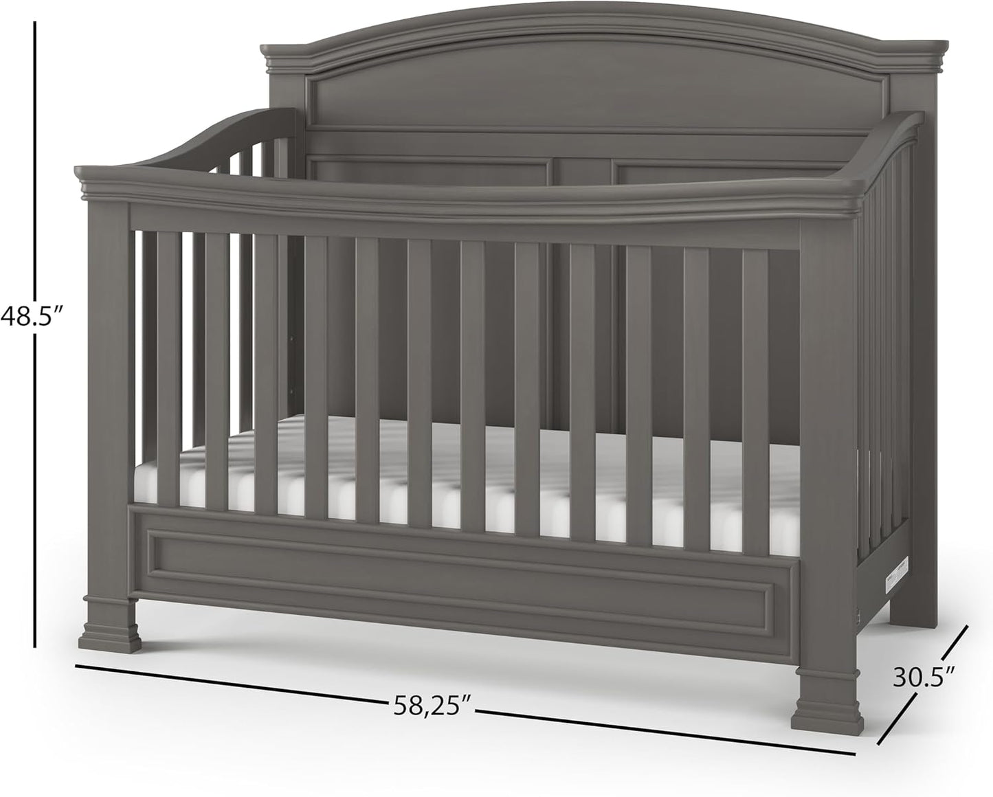 Child Craft Legacy Westgate 4-in-1 Convertible Crib, Baby Crib Converts to Day Bed, Toddler Bed and Full Size Bed, 3 Adjustable Mattress Positions, Baby Safe Finish, Fully Assembled (Chelsea Gray)