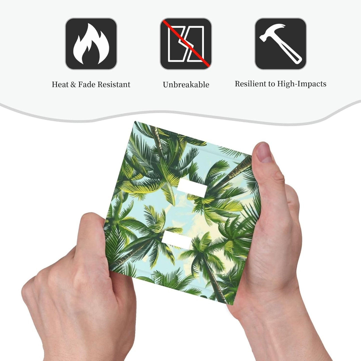 Summer Sky Coconut Palms Trees Green Plants Leaf Decorative Switch Plates 2 Gang Double Toggle Outlet Light Switch Cover Wall Plate Electrical Faceplate for Bed Room Living Room Decor