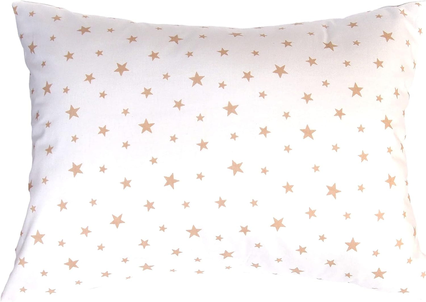 Toddler Pillow Case 13 x 18 - Star Pillow Case Cover Travel Size, Cotton Toddler Pillowcase Star, Baby Cover Pillow Case - Beige Star on White