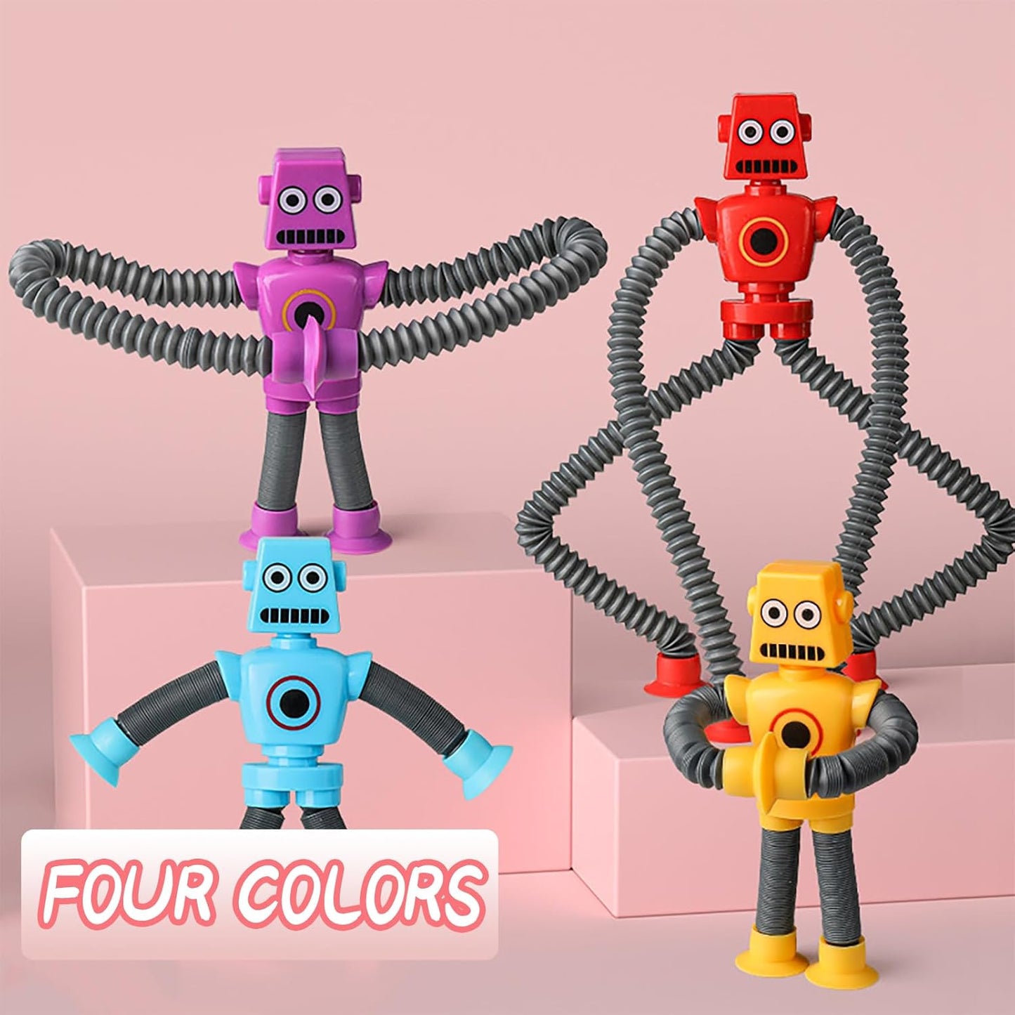 Random Telescopic Suction Cup Robot Toy, Pop Tubes Fidget Toys, Telescopic Sensory Toys for Anti Anxiety Girls Boys Toddlers Treasure Box Classroom Prizes Gifts Party Favor 3-8 8-12 (Multicolor 40PCS)