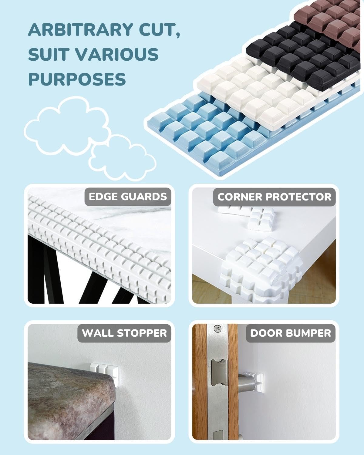 Baby Proofing Corners and Edges Guards Protectors Foam 3M Pre-Taped Bumper Furniture Covers Child Safety Protector for Table, Stair, Cabinet, Desk, 6.6ft (White)