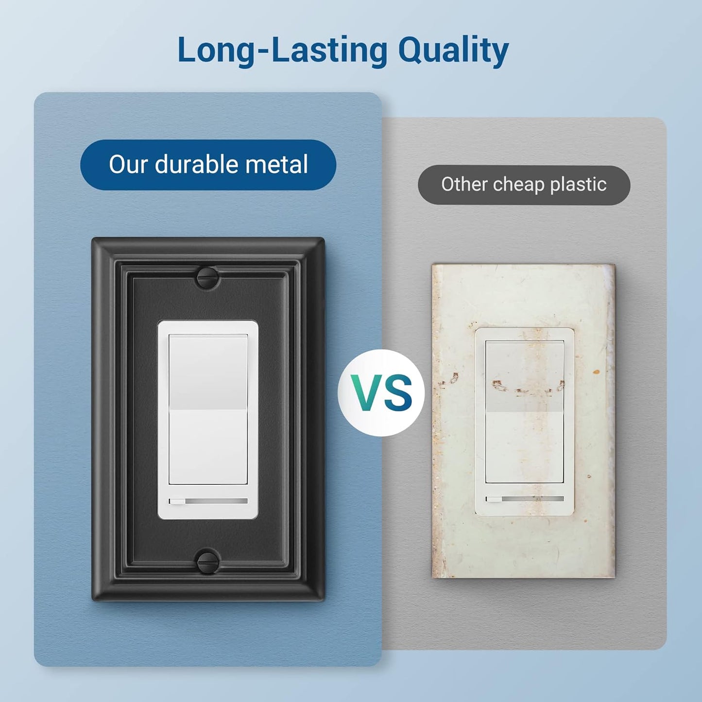 DEWENWILS Metel Decorator Outlet Cover, 4-Pack Wall Plates for Electrical Outlets, GFCI, Dimmer Switch, Black Finish