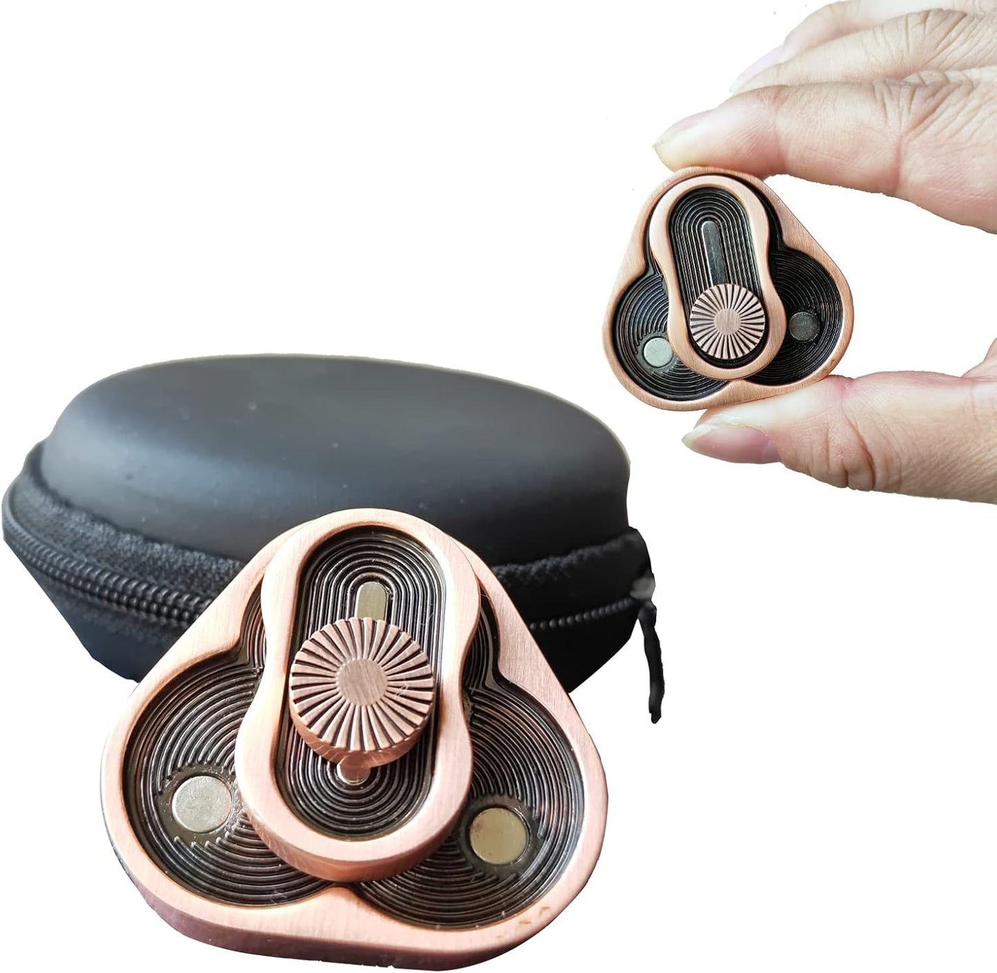 Metal Fidget Slider,Triangle Rotation Metal Fidget Toys, Clover Shape EDC Adult Toys ,Fidget Toys Adults for Stress and Anxiety Relief，ADHD Fidget Toys Adults Suitable for Office (Bronze)