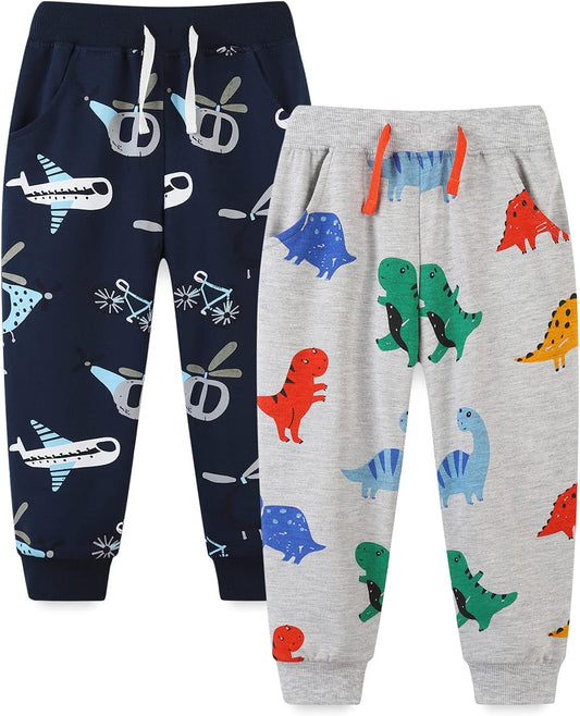 Bumeex Baby and Toddler Boys' 2-Pack Pull on French Terry Pants 1-7Y