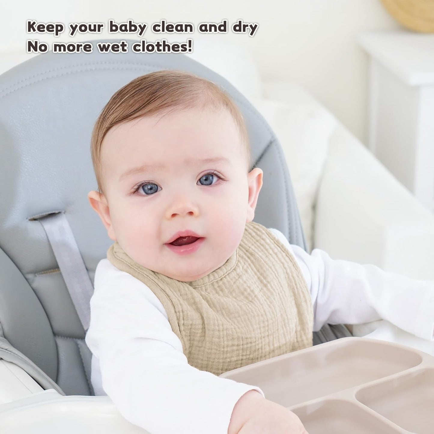 Susurration Muslin Baby Drool Bibs 10Pack Soft Square Adjustable Bandana Bibs for Unisex Baby Girls & Boys