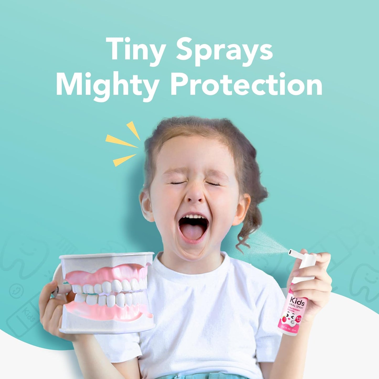 LAB52 Kids Oral Spray, Toddler Toothpaste Helper for Daily Oral Care and Fresh Breath, Children Approved with Fluoride Free for Newborn to Preschoolers, Xylitol Strawberry Flavor