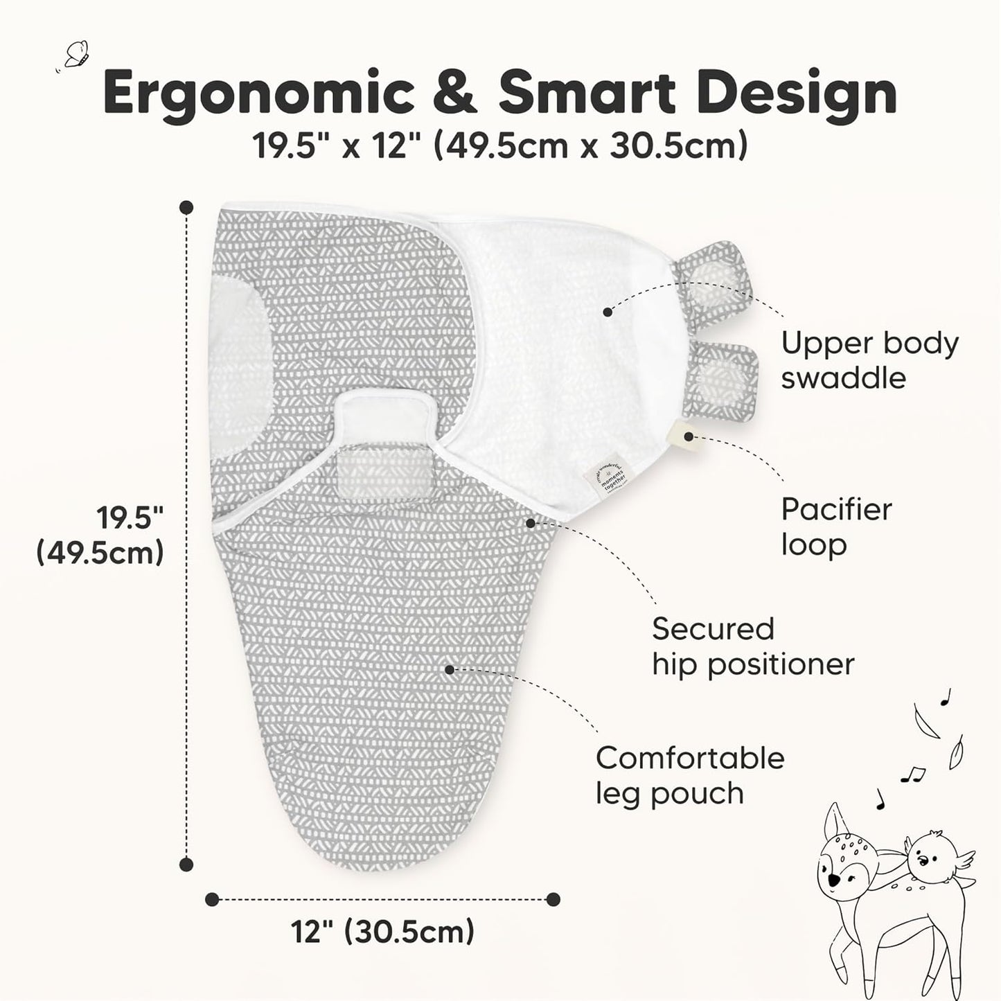 KeaBabies 3-Pack Organic Baby Swaddle Sleep Sacks - Swaddles for Newborns, Infant 0-3 Months, Baby Girls, Boys, Soft & Snug Newborn Sleep Sack, Nursery Swaddling Blankets (Nordic, XS)