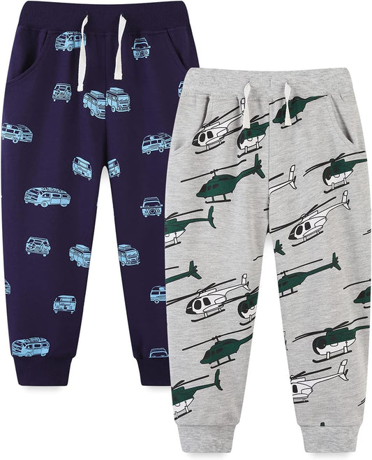 Bumeex Baby and Toddler Boys' 2-Pack Pull on French Terry Pants 1-7Y