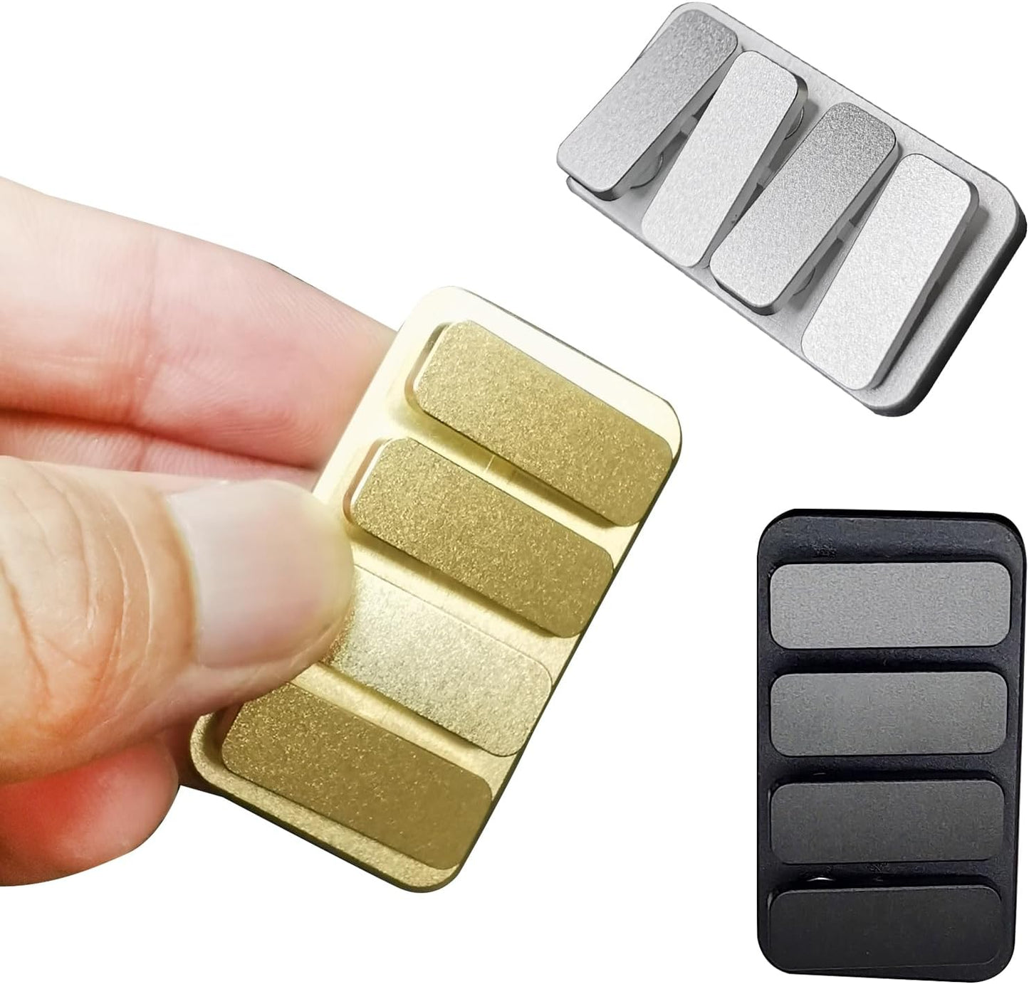 Premium Magnetic Metal Fidget Slider - EDC Haptic Clicker Stress Relief Toy for Adults, Anxiety & ADHD Relief, Pocket-Sized, Durable, Quiet Control, for Men & Women.(Gloden)