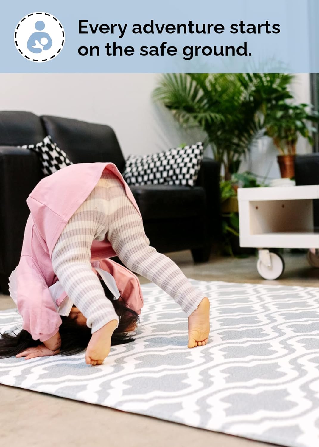 Baby Care Play Mat (Large, Moroccan - Blue) 82'' x 55'' Original One-Piece Reversible Rollable Waterproof Play Mat for Infants, Babies, Toddler, and Kids