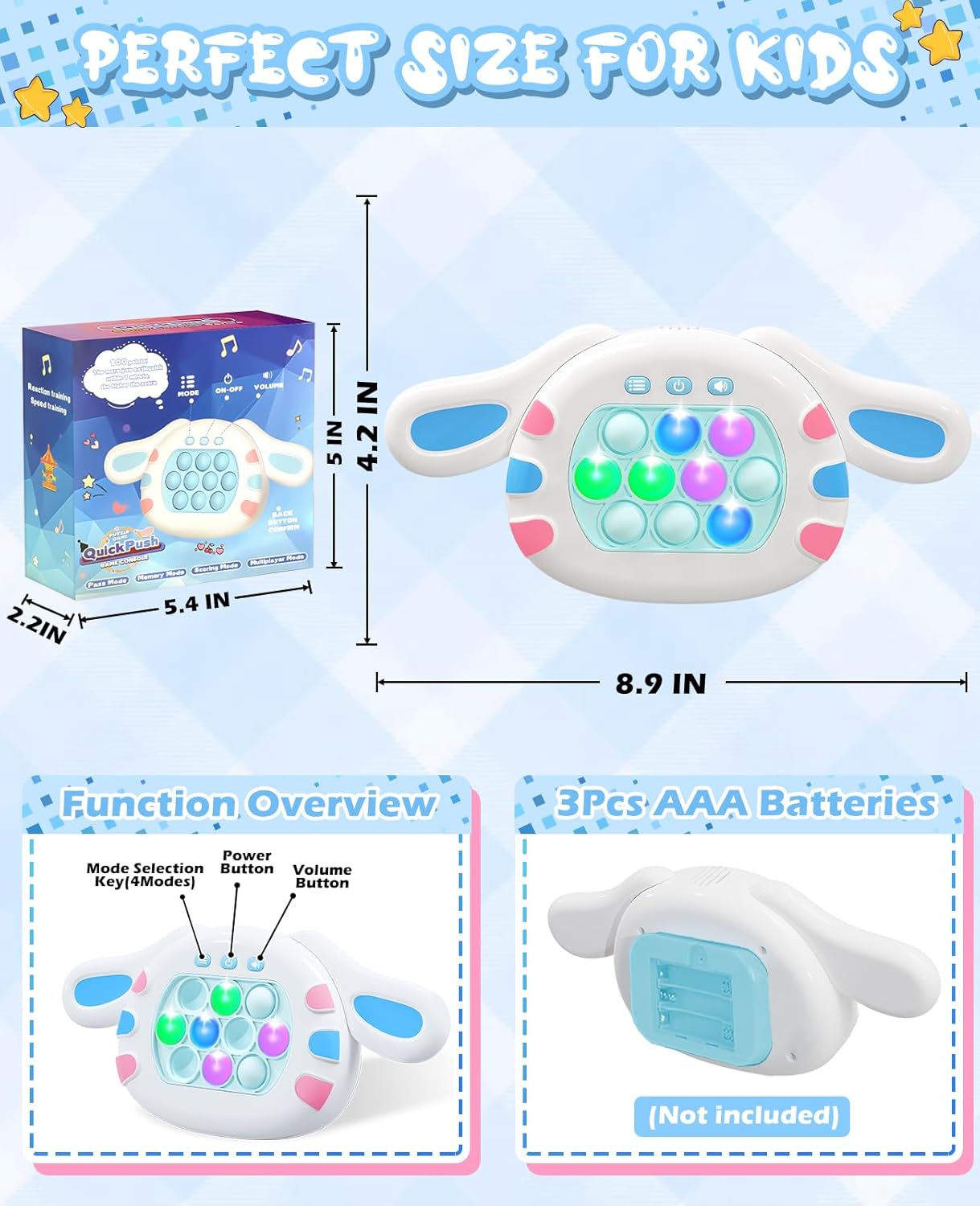 Pop Game Light Up Fidget Toy Fast Push Travel Games Gifts for Kids Ages 8-12 Teen Christmas Valentine's Day Autism Relief Accessories Toys for 3 4 5 6 7 8 9 Year Old Boy Girl Birthday Gift Idears