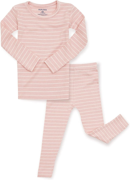 AVAUMA Stripe Pattern Baby Boys Girls Pajama Set Kids Toddler Snug fit Ribbed Sleepwear pjs for Daily Life Style