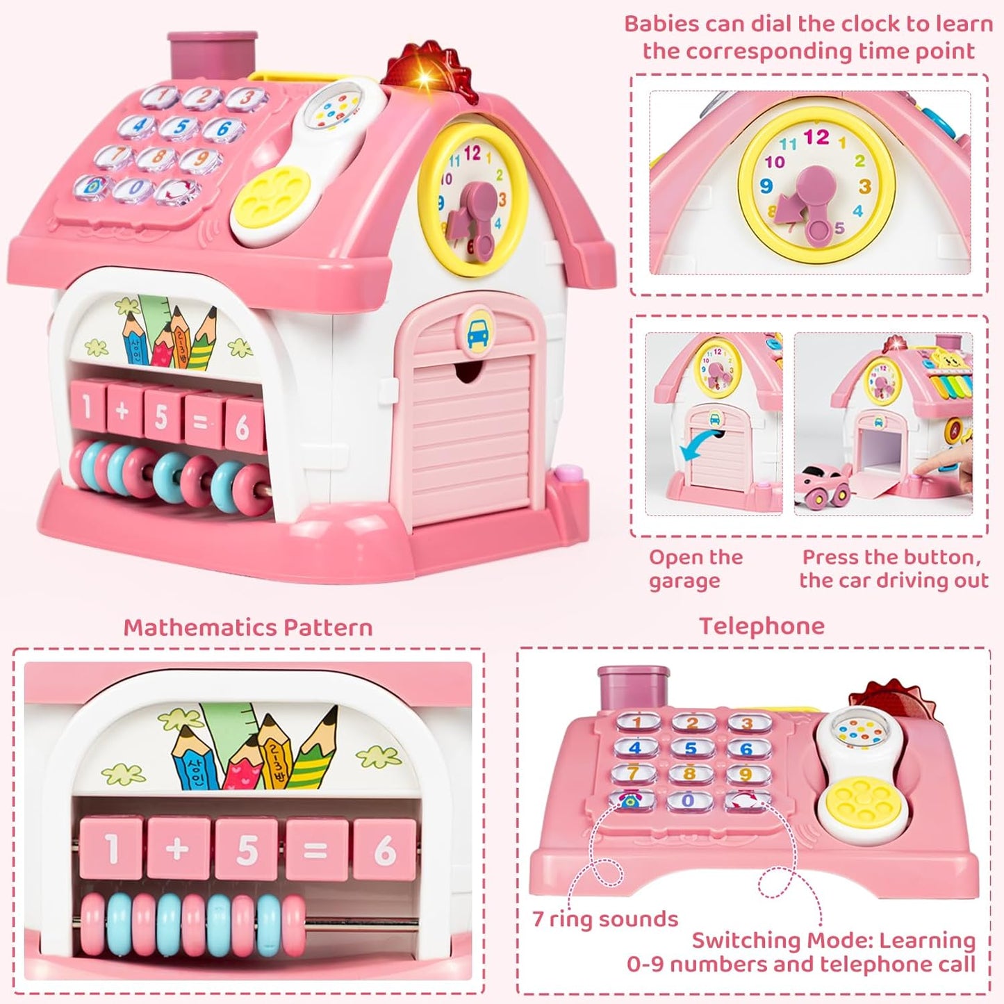 Marstone Toddler Toys for 1 Year Old Girl Gifts: First 1st Birthday Gifts for Girls and Boys, 8-in-1 Musical Learning House Montessori Baby Toys 6-12 12-18 Months, Educational Toddler for Ages 0-2