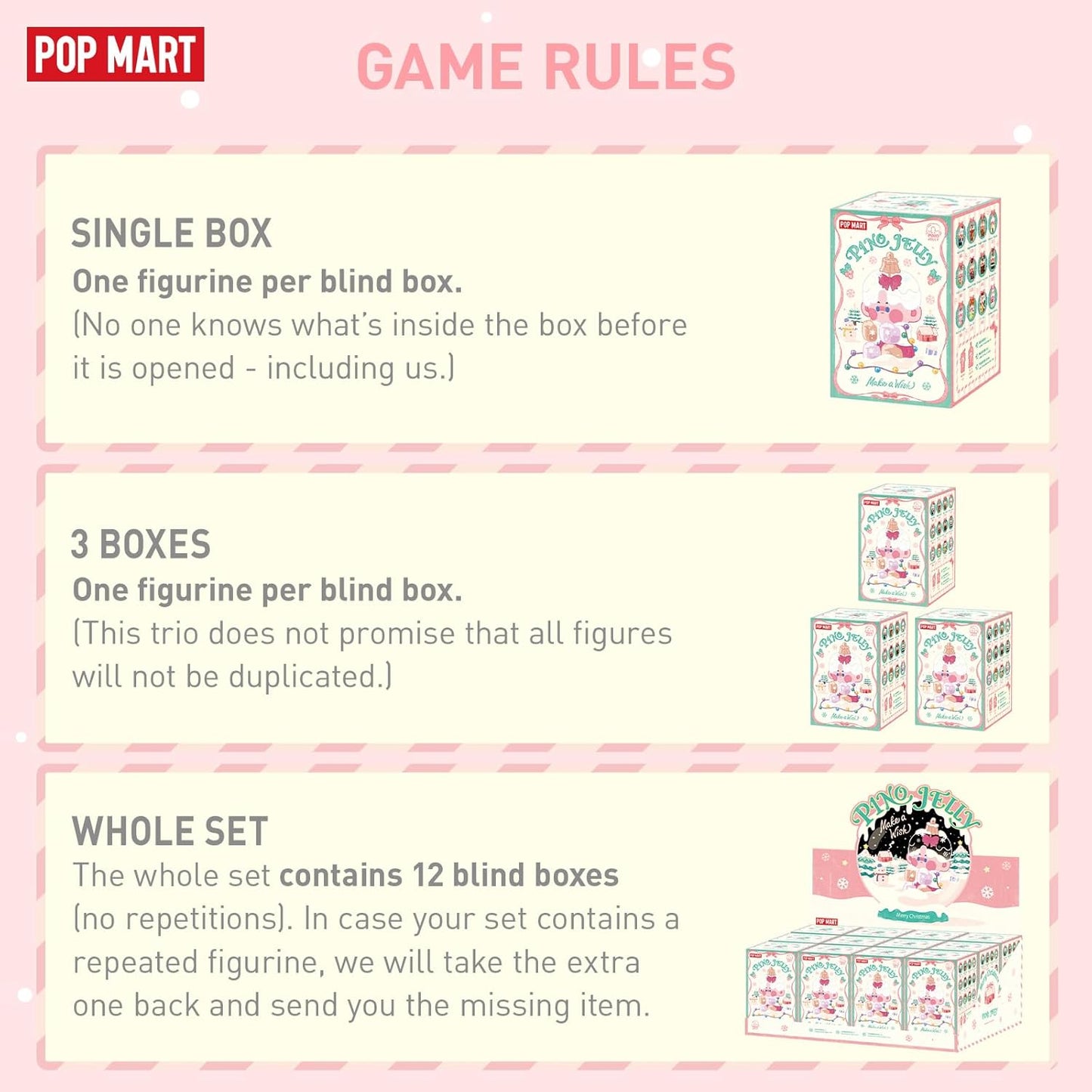 POP MART Pino Jelly Make a Wish Blind Box Figures, Random Design Mystery Toys for Modern Home Decor, Collectible Toy Set for Desk Accessories, Single Box