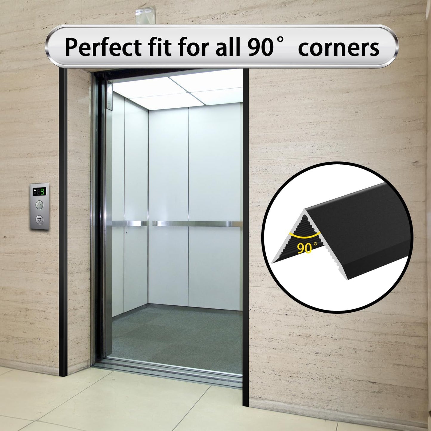 Aluminum Alloy Metal Corner Protector 6PCS Wall Corner Protector 0.6x0.6x48 inches Corner Guards Decoration for Walls Black Color Pack of 6 Corner Guards 21Ga Thickness