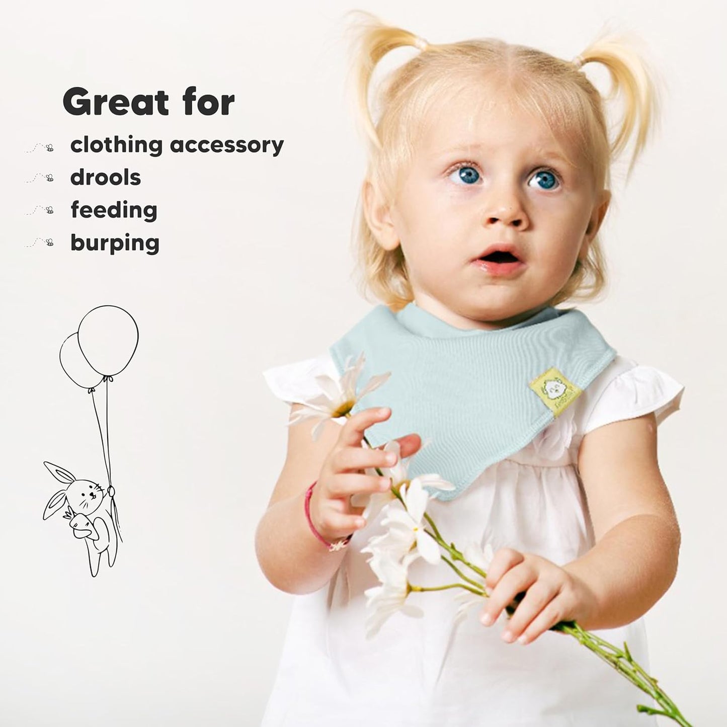 8-Pack Organic Baby Bandana Bibs for Girls - Super Absorbent Triangle Baby Bibs for Drooling and Teething Infant, 100% Cotton Extra Soft for Newborn, Infant 0-36 Months (Muted Pastel)