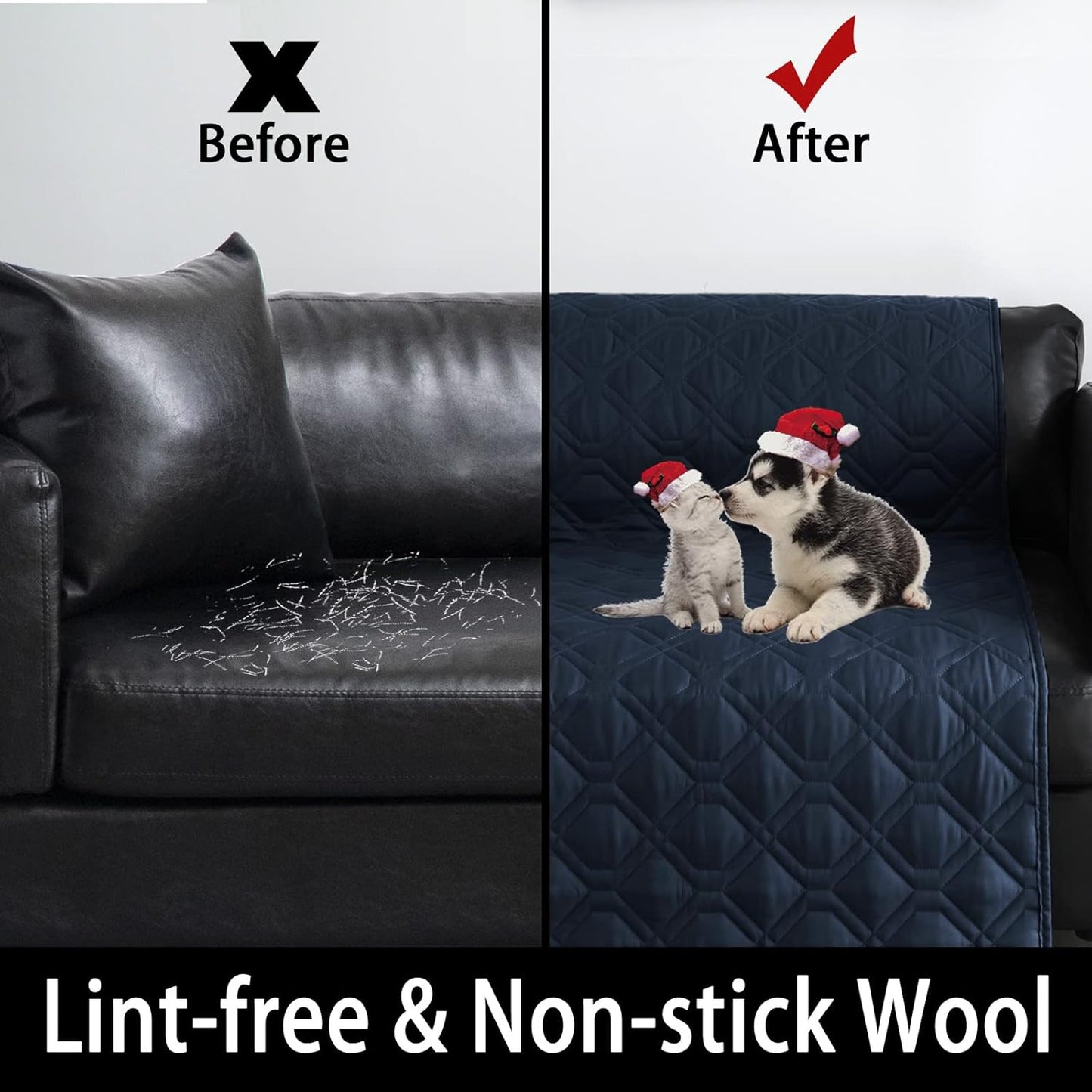 100% Waterproof Dog Bed Cover 68x82 inch Reversible Changing Pad Reusable Camping Mat for Kids/Pet/Dog/Cat Washable Geometric Embroidery Blanket Patchwork Navy+Burgundy