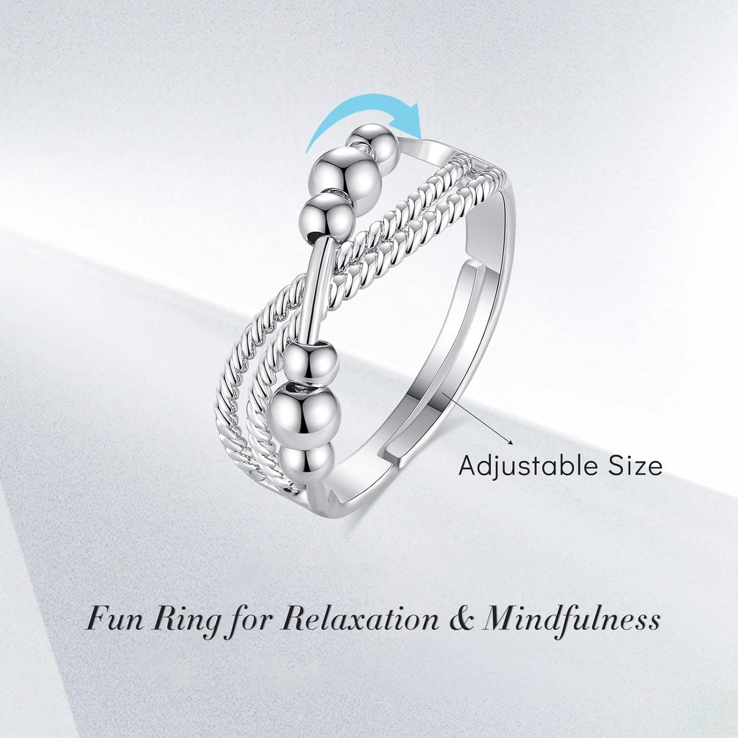 INFUSEU Funny Spinner Fidget Rings for Women Girls Anti Anxiety Stress Worry, Adjustable Size