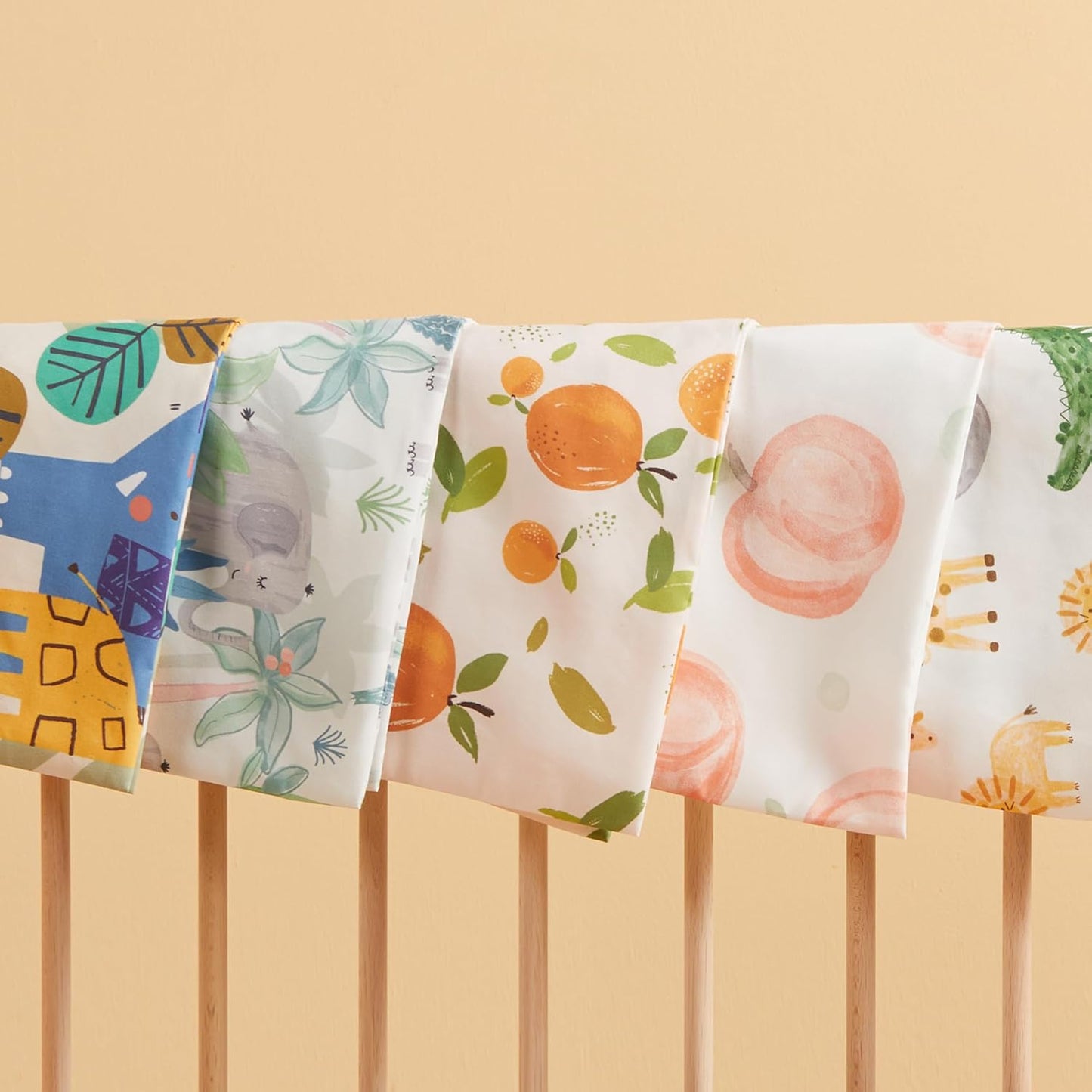 TILLYOU Toddler Pillowcases 13 x 18 Travel Pillow Case 2 Pack, Kids Pillowcases Machine Washable with Envelope Closure, Rainforest Elephant & Grey