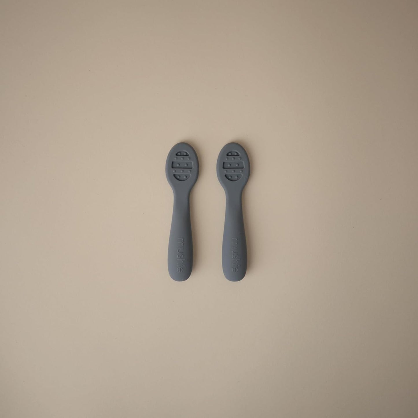 mushie Silicone First Feeding Baby Spoons | 2 Pack (Tradewinds/Shifting Sand)