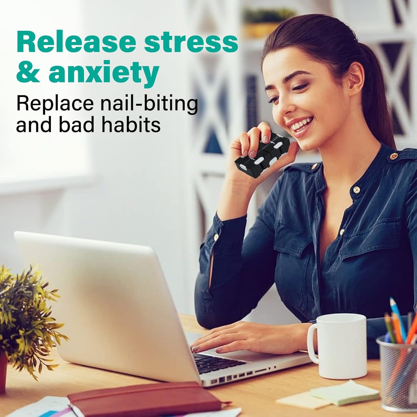 Infinitycube Fidget Toy Stress Relieving Fidgeting Game for Kids and Adults,Cute Pocket-sized Unique Gadget for Anxiety Relief and Kill Time (Black/White)