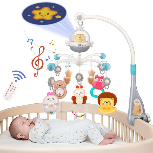 nicknack Baby Crib Mobile with Music and Light, Musical Nursery Mobile for Infants Newborn Gift 0-12 Months, Babies Bassinet Mobile with Remote Control