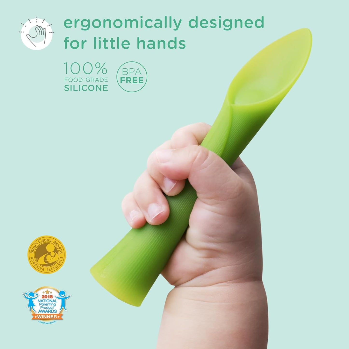 Olababy 100% Silicone Soft-Tip Training Spoon for Baby Led Weaning 2pack (Lemon/Lilac)